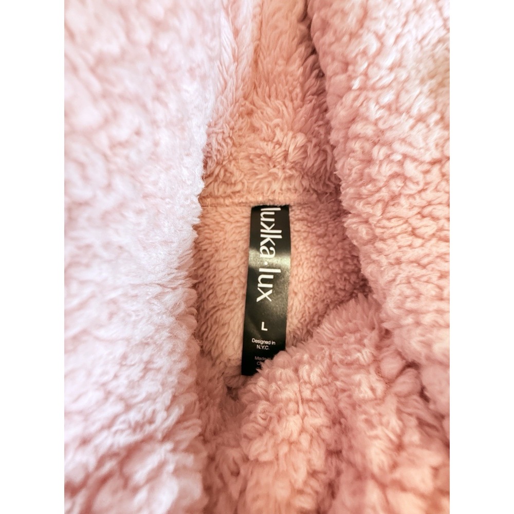 Lukka Lux Womens Pink Sherpa Fleece Pullover Turtleneck Sweater Size Large - Picture 2 of 12